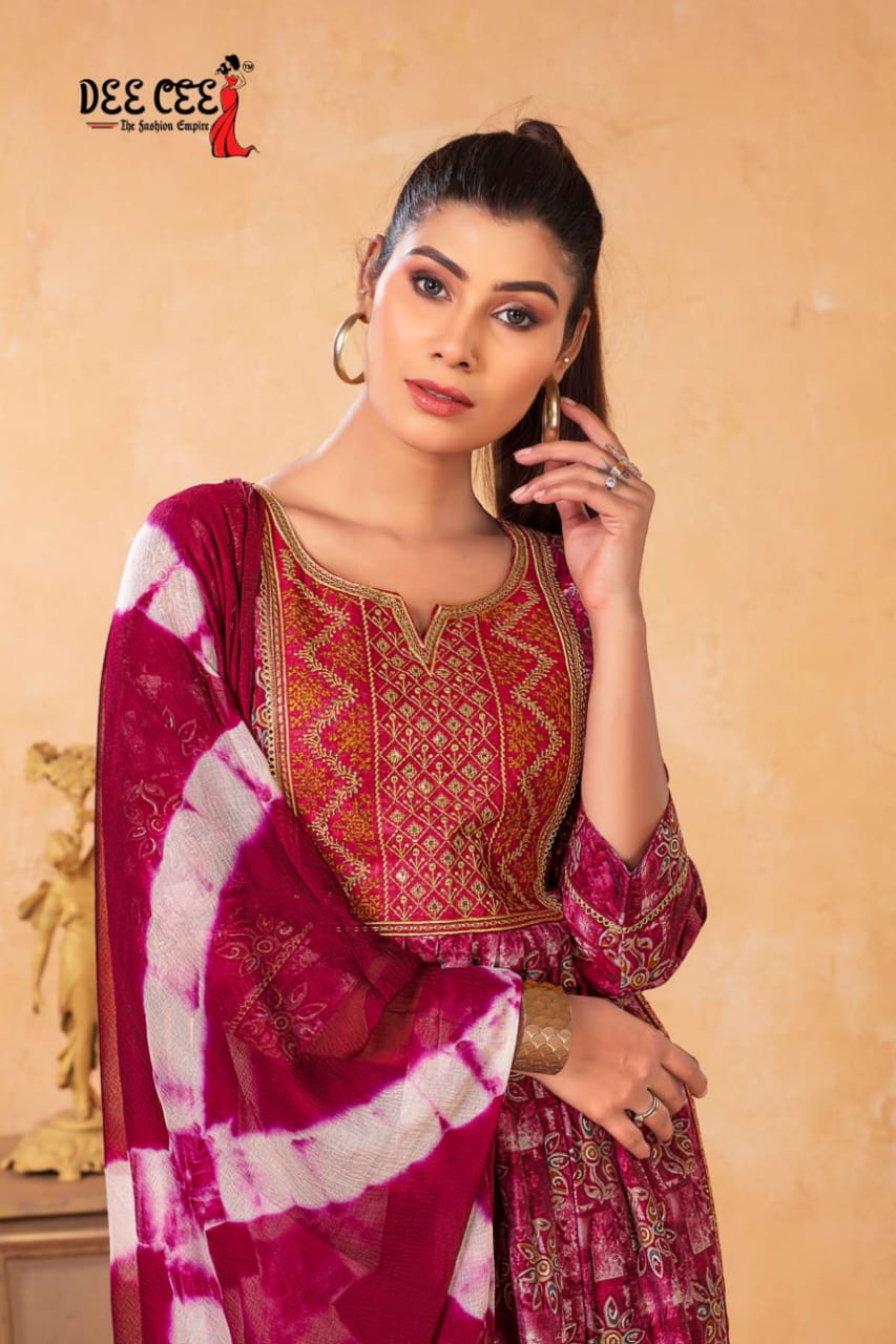Jagvi By Deecee Heavy Chanderi Print Kurti With Bottom Dupatta